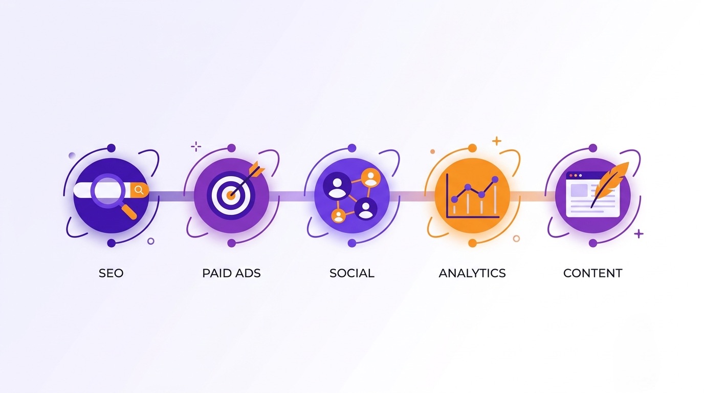 Digital marketing skill areas we cover in the programme